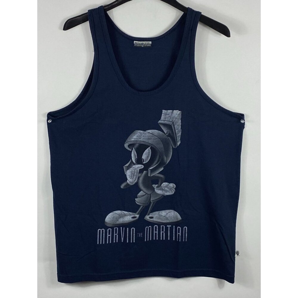 Vintage Warner Bros Studio Marvin The Martian Tank Top Navy Blue F287